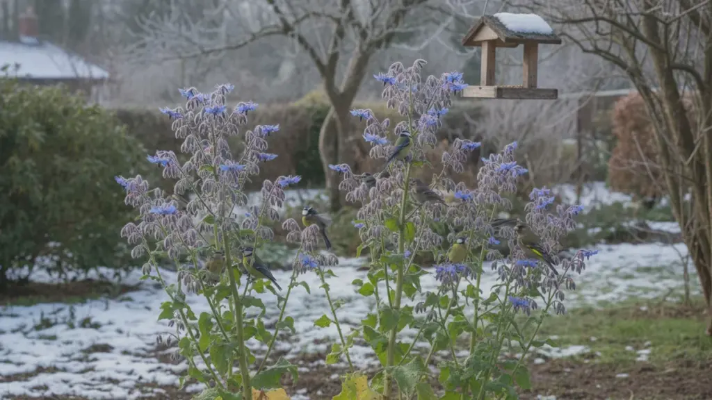 Cette seule plante transforme le jardin en cantine hivernale pour les mésanges