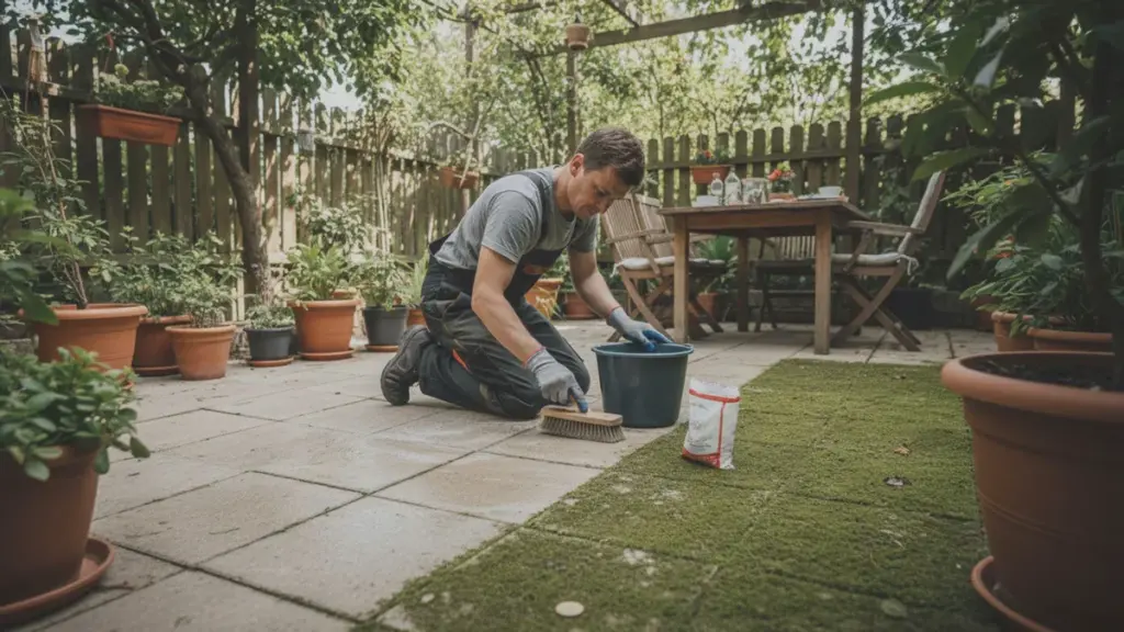 30 centimes et une heure de travail : la méthode maison pour une terrasse verte sans nettoyeur haute pression