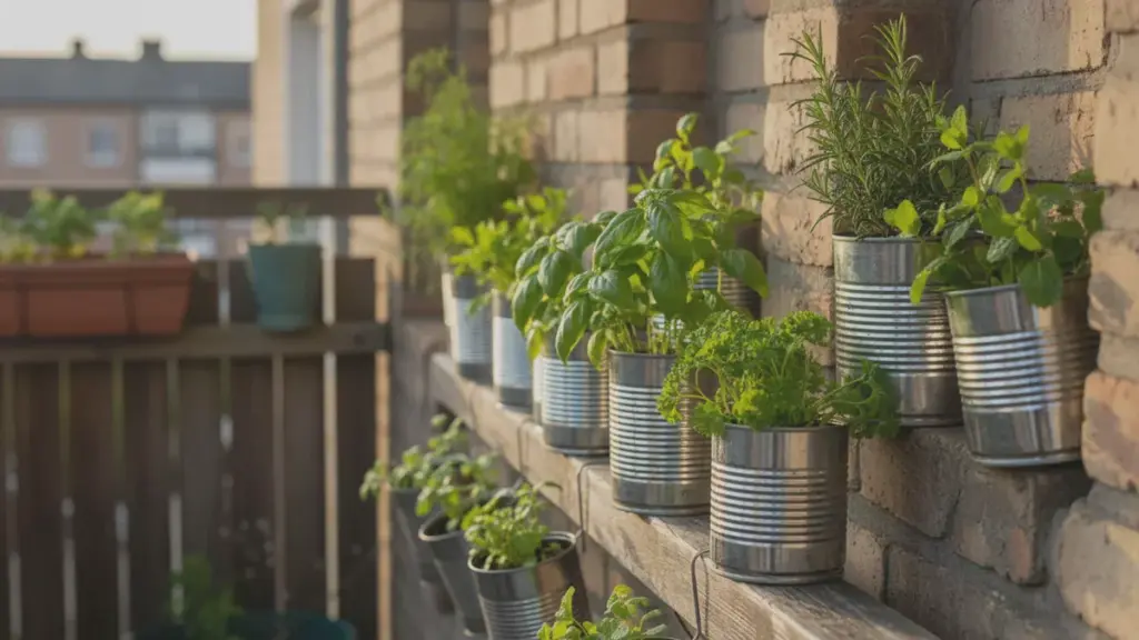 Ne jetez pas vos boîtes de conserve de cuisine. Transformez-les en mini potager d&rsquo;herbes aromatiques